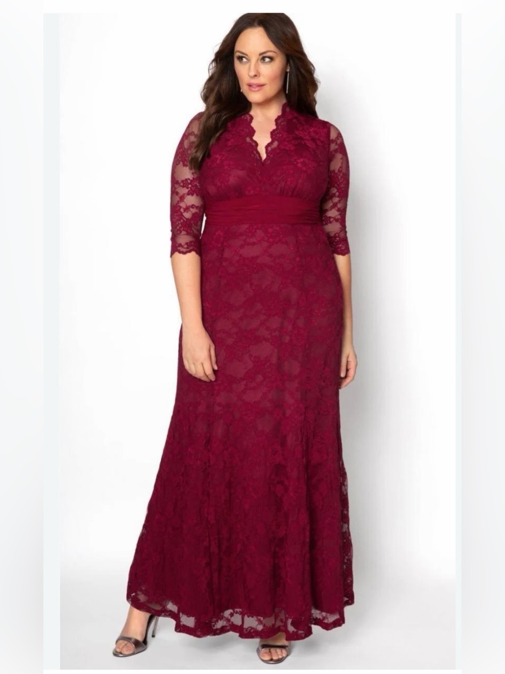 Kiyonna Red Screen Siren Lace Formal Gown Plus Size 2X (18-20)